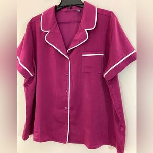 AnyBody Piped Satin Pajama Top Size XL